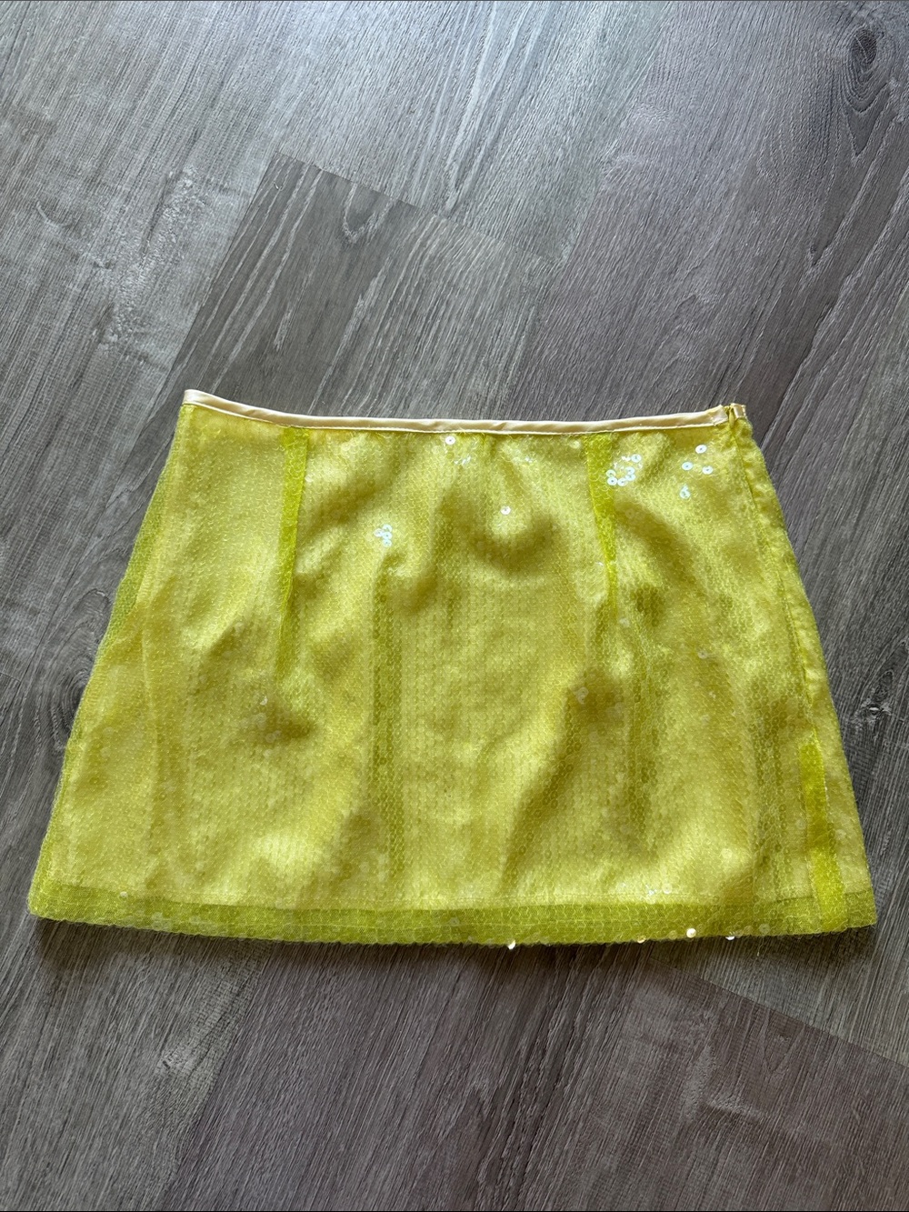 Yellow Sequin Mini Skirt